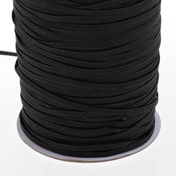 180 m elastiskt resårband för kläder, klänningar, träningsbyxor, sytillbehör, svart, 3 mm resårband, tunt