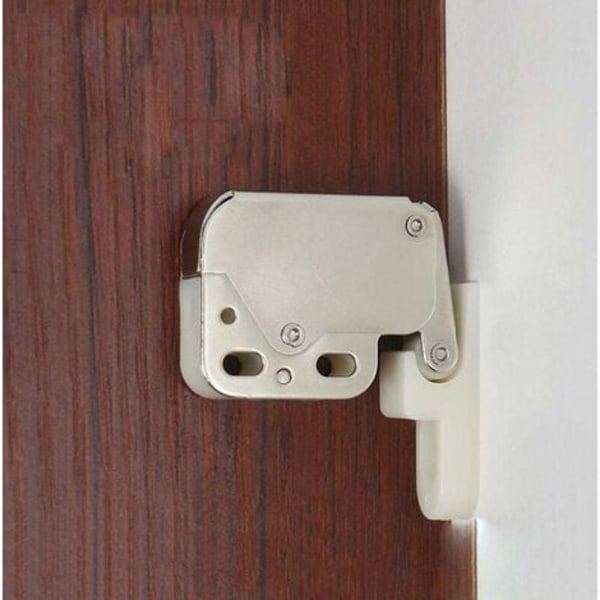 TS- (Sett med 4) Automatisk trykksystem med fjærbelastning Push-In Touch Lock Mini Tip Latch Sikkerhetslås for møbeldører og skapdører