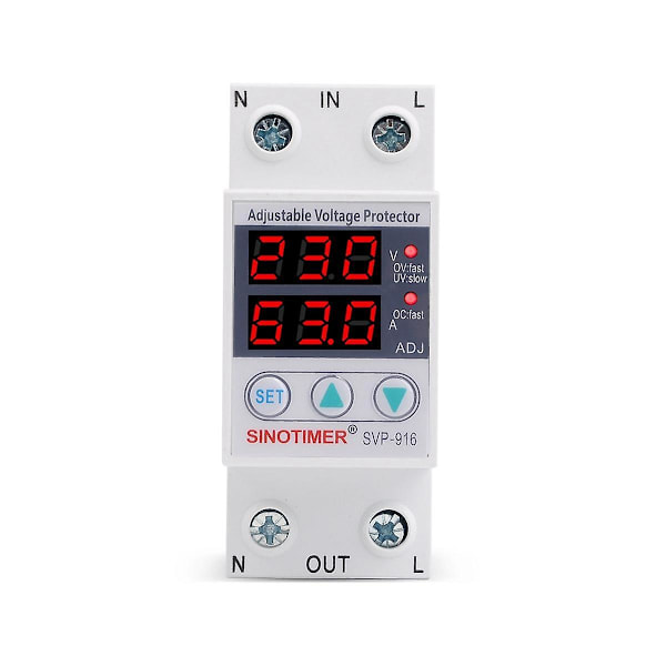TS-Home Användning Dubbel LED-Display 63a Din-Skena 230v Justerbart Spänningsskydd Relä Med Gräns