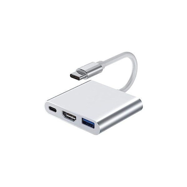 USB C til HDMI Multiport Adapter med 4K Video Converter/ USB 3.0 Hub Port/PD Hurtigopladningsport til Mac og USB Type-C-enheder