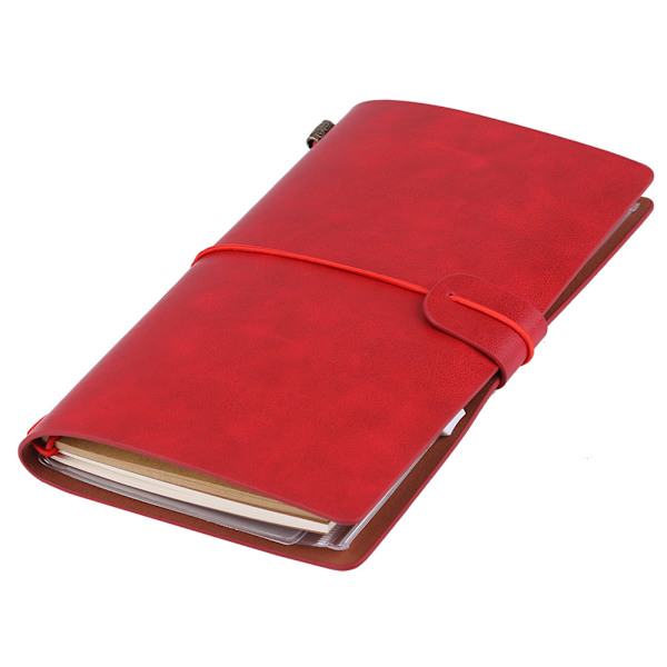 Classic PU Leather Travel Notebook Refillable Personal Diary Red