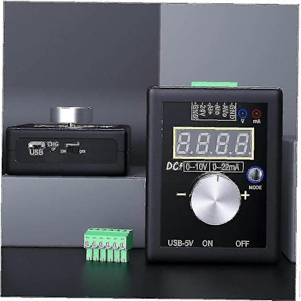 Signalgenerator 0-10V/0-4-20mA ström- och spänningssimulering, handhållen signalgenerator med inbyggt litiumbatteri för PLC-panel felsökning, svart - Perfekt