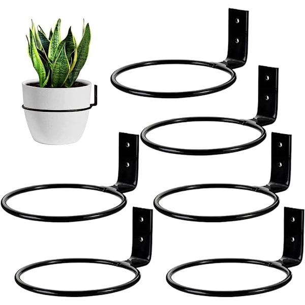 6 st 18 cm Väggmonterad Blomkrukshållare Vikbar Metall Blomkrukfäste för Hemträdgård Balkong Svart