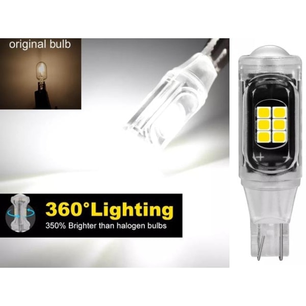 T15 W16W 921 906 baklys LED 500 lumen 16x chip 6000K 2 stk. - Perfekt hvid