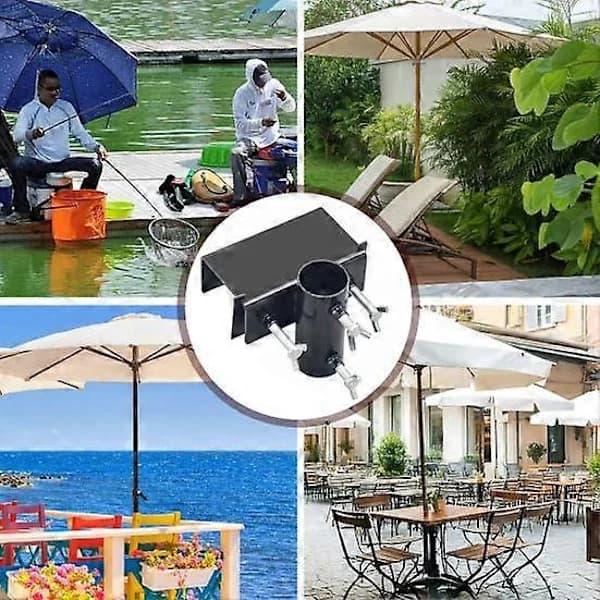 Balkonparasolholder Metal Justerbar Pladsbesparende Rækværksmontering til Terrasse Have Dæk Balkon Sort black