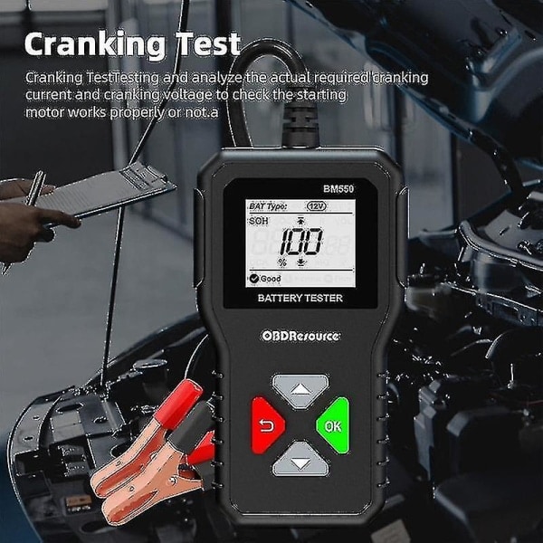 Bm550 Bilbatteritest 6v 12v 24v 100-2000 2ah-220ah Batterisystem Detektera Auto Batterianalysator Xxf