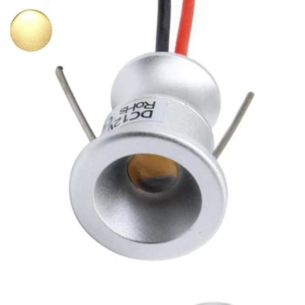 1w LED Mini Spotlight 15mm Utsparing Innfelt Belysning Dc12v Ip65 Taklampe Varmt Hvitt Lys