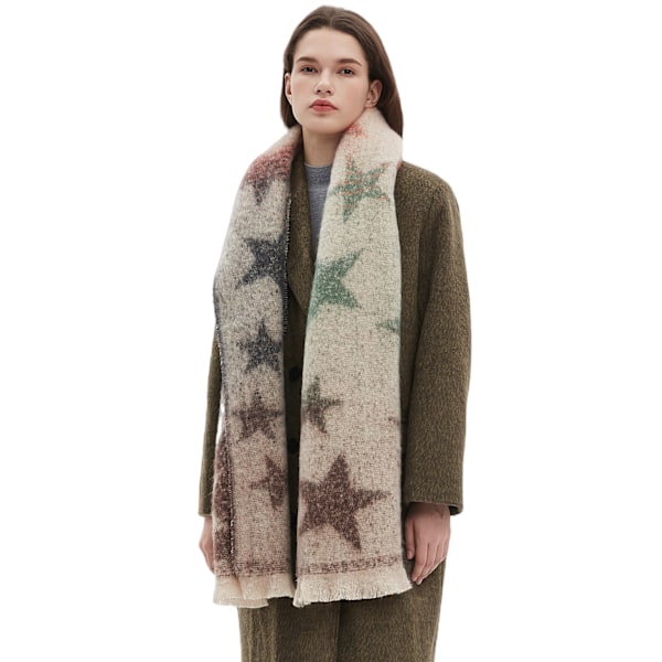 Damscarf med Gradienter i Stjärnform, Cashmere-Textur, Varm och Tjock för Vintern
