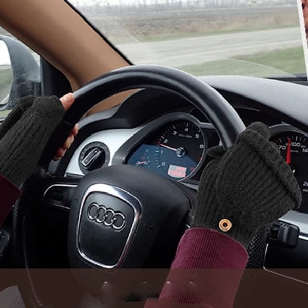 Vinterhandsker med opklappelige fingre, strikkede og varme