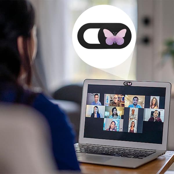 Webcam Cover 6-pak Skydende Privatlivscover til Bærbar Computer, Tablet og Telefon, Sommerfugledesign, Sort Pink