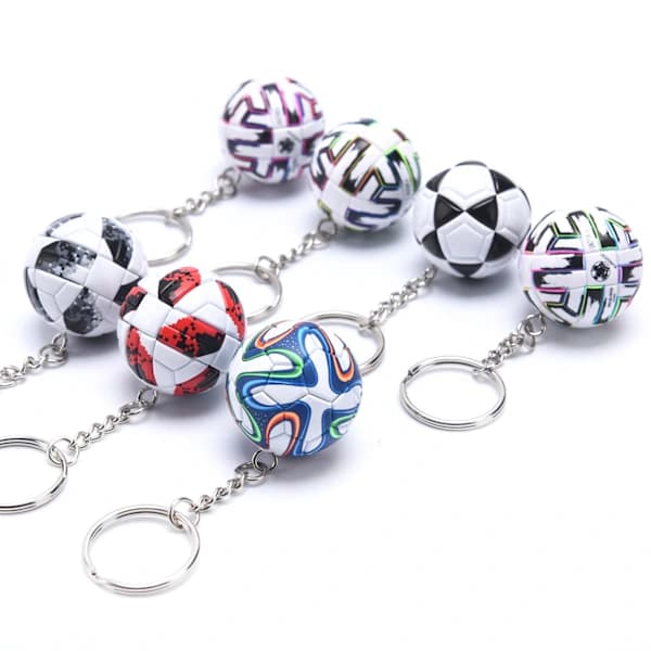 3D Sportfotboll Souvenirer PU Läder Nyckelring A