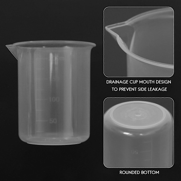 Kitchen Lab Graduated Beaker Clear Plastic Measuring Cup Thickened with Lid Measuring Jug 200mL 2pcs