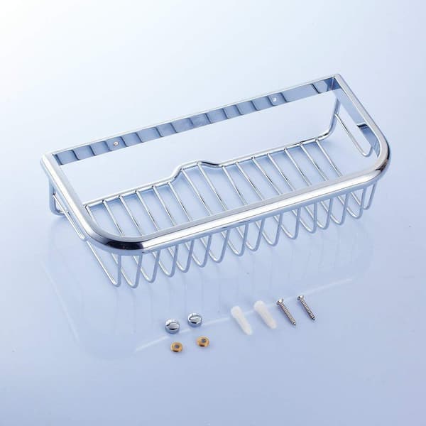 Brass Shower Caddy with Concealed Mounting Screws Rustproof Bathroom Shelf Wall Shelves Kitchen Storage Basket Holder Chrome