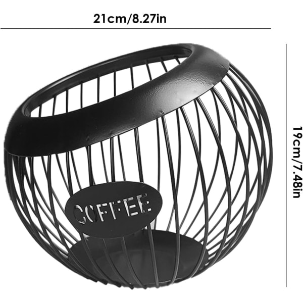 Kaffekapsel Opbevaringskurv Metal Pod Skålholder Stor kapacitet K-kopholder Pod Opbevaringskop til kaffebar, pod, sort