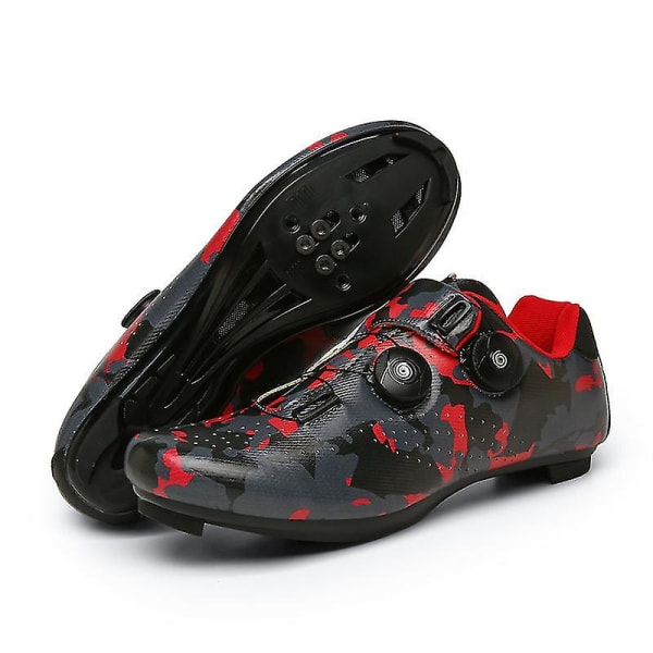 Nya skor för män och kvinnor utomhusfritid olåsta landsvägscykel mountainbike ridskor Cykelskor med anti-sladd set Red  black 38