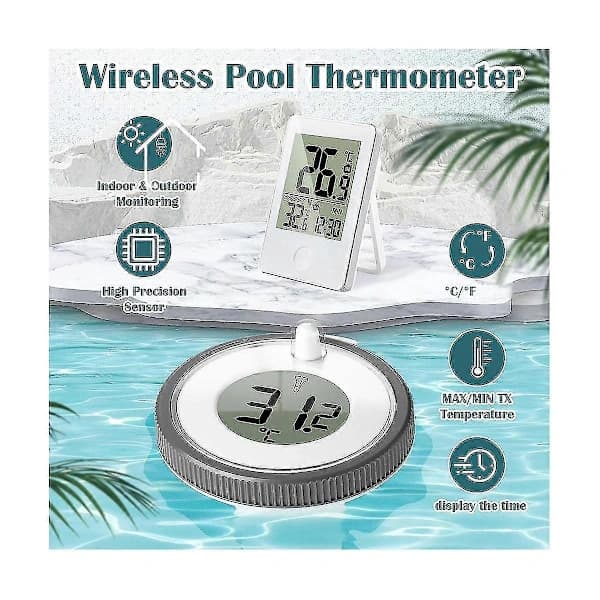 Trådlös Pooltermometer Flytande Lättläst, Digital Pooltermometer Vattentät, För Simbassäng