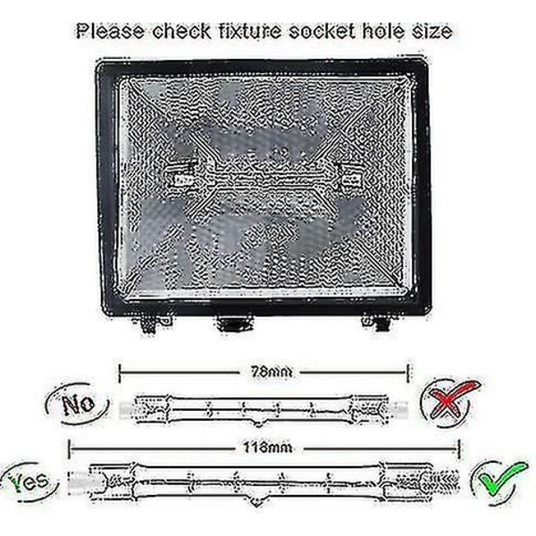 5-pak R7s Halogenpære 118mm 200W 230V R7s Halogenstav 118mm Halogenlampe R7s Dæmpbar Halogenstav
