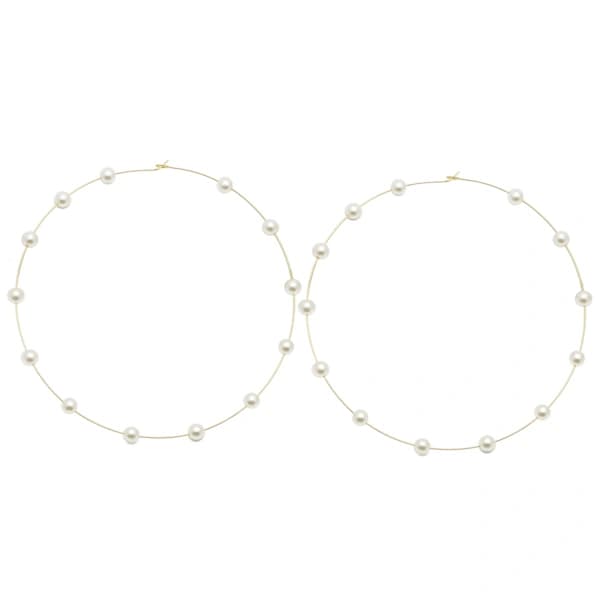 Store Hoop Superstore Cirkel Perleøreringe Tynde Hængende Guld Sølv Elegant Bryllup Kvinder Tilbehør Smykker Gave til Ham