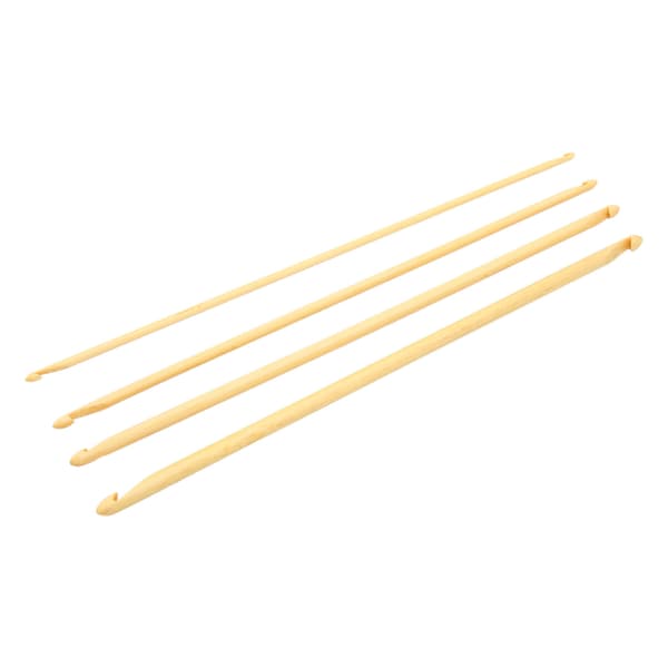 4 Tunisian Crochet Hooks 24 cm Long Different Sizes Non-slip Bamboo Double-ended Knitting Needles