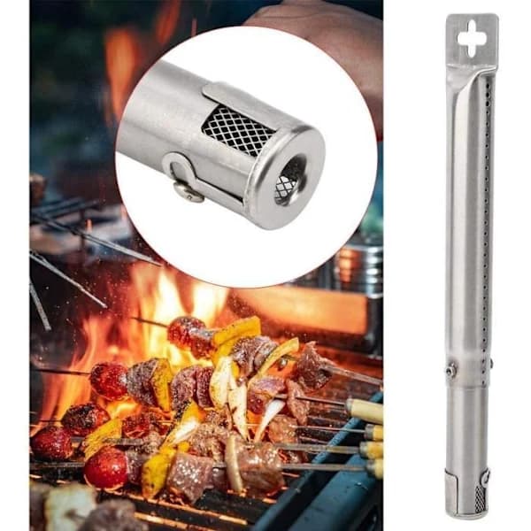 4-pakning brennerrør i rustfritt stål for gassgrill, justerbar 12 til 17,5 tommer, erstatning for de fleste propan-griller, sølv