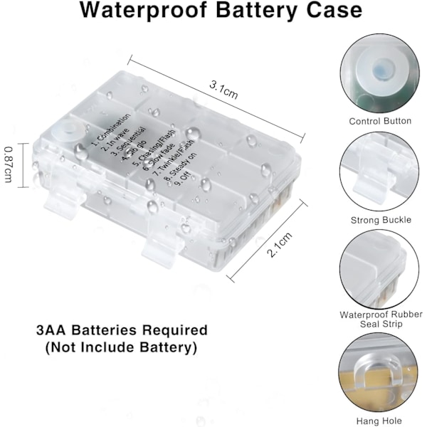 10m 100 LED Batteridrivna Ljusslingor Vattentäta