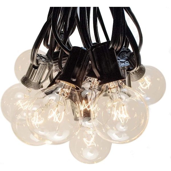 Fe-lys Glødelamper G40 Belysning med stik 25 lamper 7,6 m