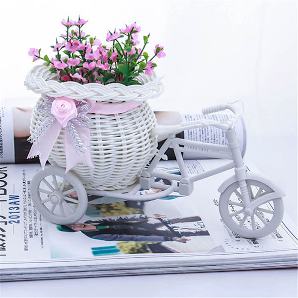 Fantastisk hvid trehjulet cykel blomsterkurv beholder til Flow