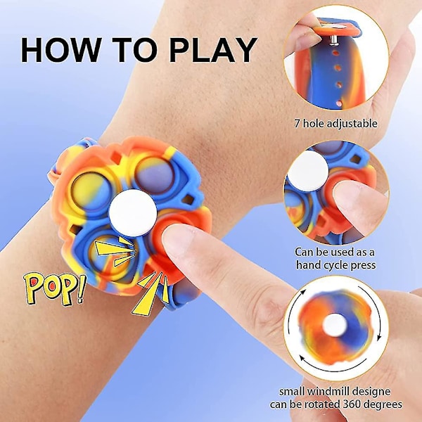 Pop-Bubble Fidget Armbåndsleker, anti-stress og anti-angst (1 stk, rød)