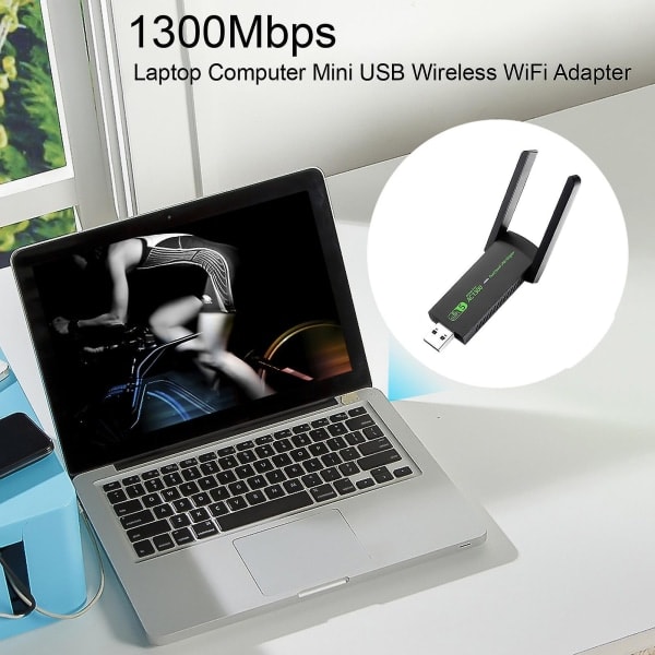 Nätverkskort 1300 Mbps Dubbelbands Plug-and-Play Bärbar Mini USB Trådlös Wifi-adapter