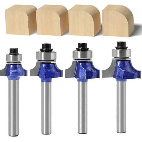 Set med 4 runda notfräsar med 6 mm skaft