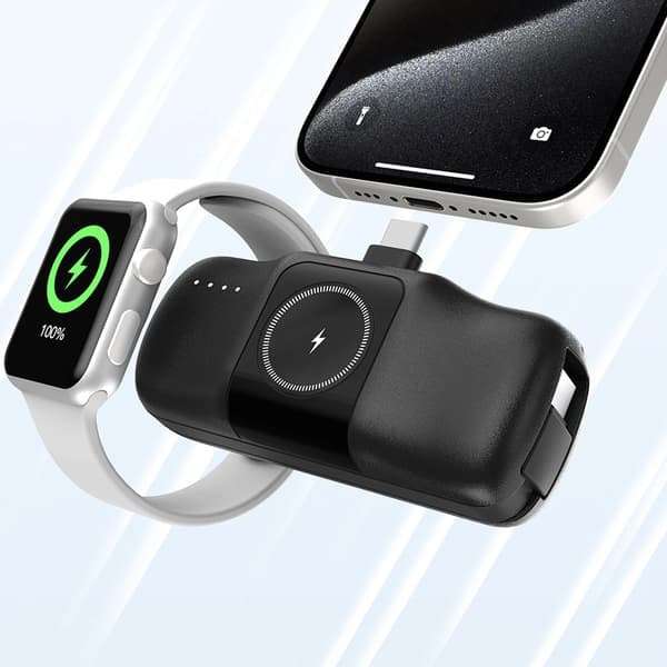 TS-Wozinsky Powerbank 5000mAh 15W med USB-C-kontakt og trådløs lading for Apple Watch