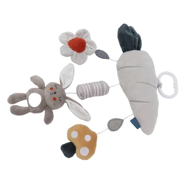 Soft Plush Hanging Toy Grey Rabbit Carrot Rattle Stroller Crib Mobile