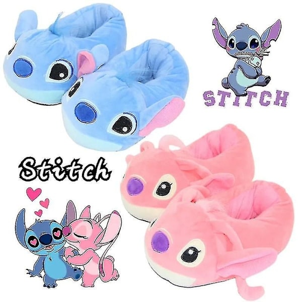 Stitch Angel Tøfler til Kvinder og Piger, Fluffy og Varme Vintertøfler, Tegneserie Hjemmetøfler til Drenge og Voksne