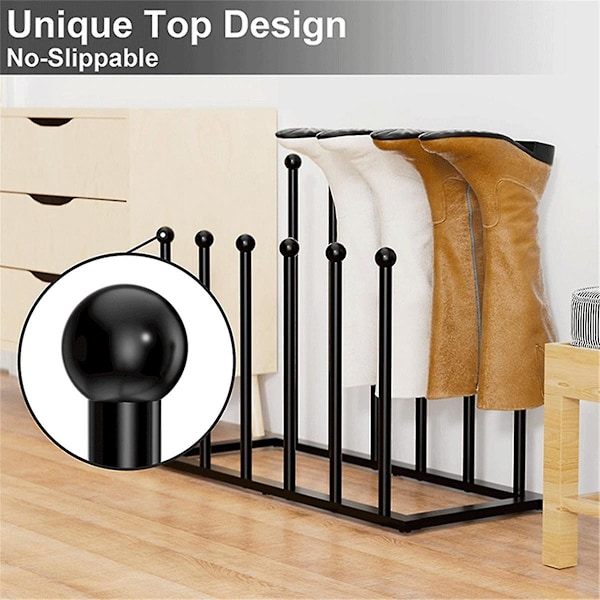 TS-40.6 X 25cm Metal Støvle Opbevaringsstativ Fritstående Opbevaringsstativ, Plads til 4/6 Par, Sort