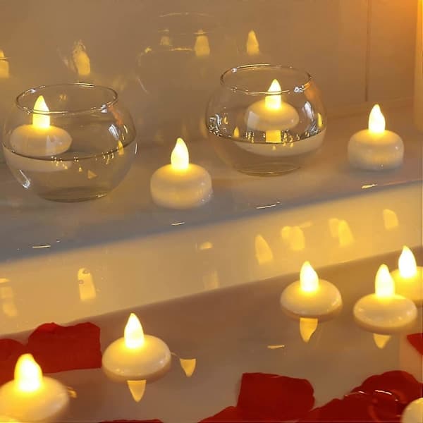 12 stk. Vandtætte LED Flydende Lamper - Batteridrevne