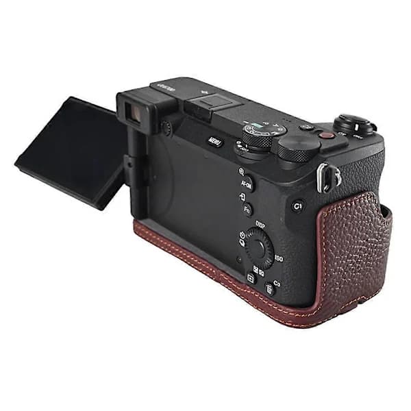 Til Sony A6700 Kamerataske Stor Åbning Ægte Læderbeskyttelse med Håndledsrem