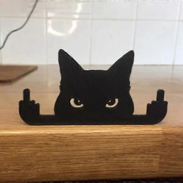 Långfinger Kat Sort kat vindue 10x5x1cm