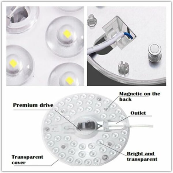 Cirkulær LED Plafondlampe 12W SMD5730 Lysmodul Lampepanel AC220V