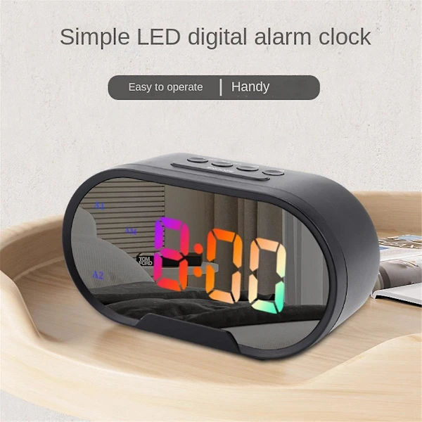 Mirror Clock, Digital Clock with USB Charging Port, LED Display, Adjustable Brightness, 12/24H Mode