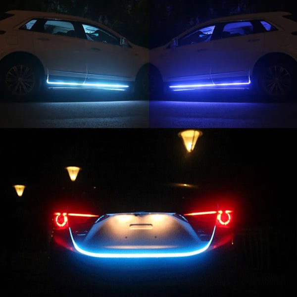 LED-dagkörningsljus Scan Startbil Motorhuv Dekorationsljus DRL Auto Motor Huvguide Dekorativ Ambient Lampa 12V 150cm Blue