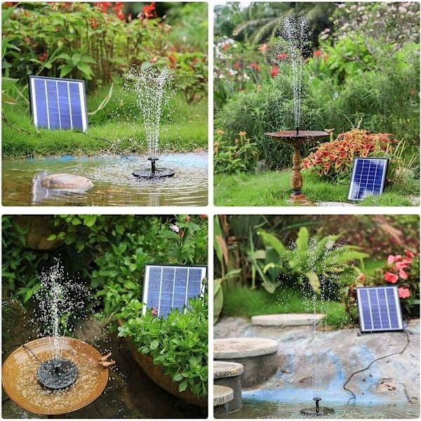 6,5 W solcellsfontänpump med inbyggt 1500 mAh batteri, solfontän