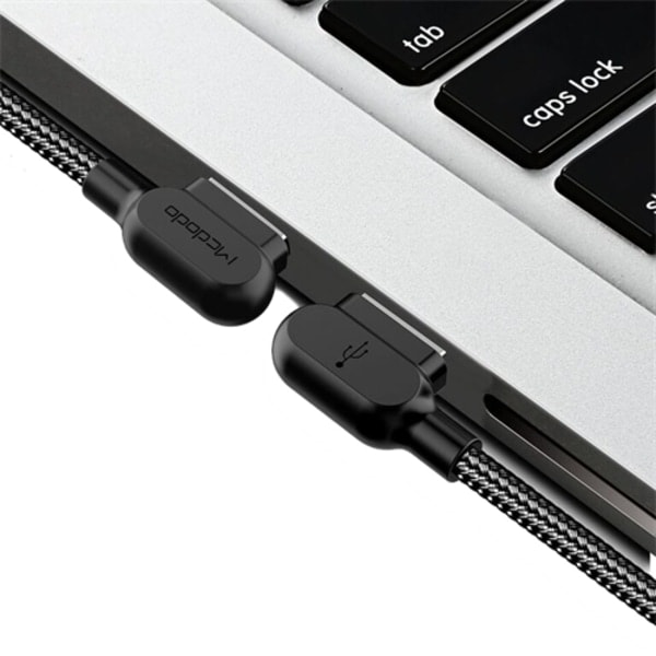McDodo CA-5280 USB-C-kabel med vinklede stik, 0,5 m sort black 0.5