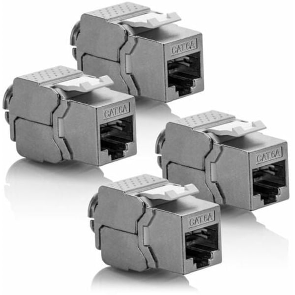 KZQ 4x Modul Keystone CAT 6a Jack - Skärmad STP RJ45-kontakt Snap-In Montering Kabel Rå CAT 500Mhz 10GBit/s