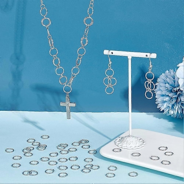 500 stk. 10 mm Åbne Springringe 18 Gauge Rustfrit Stål Runde Springringe Smykketilbehør til DIY Armbånd - Perfekt