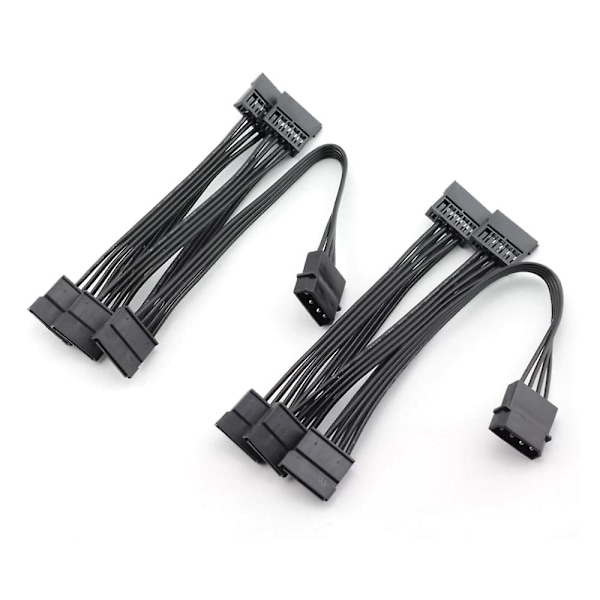 TS-2kpl Molex 4pin Ide - 5 Sata 15pin Kiintolevyn Virtalähde Jakokaapeli DIY PC Severille 18awg 4