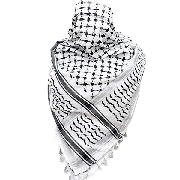 2 st Palestinasjal, Keffiyeh, Arafat Hatta, Bred med Tofsar, Shemagh Keffiyeh Arabisk Hundtandsmönster 100% Y2