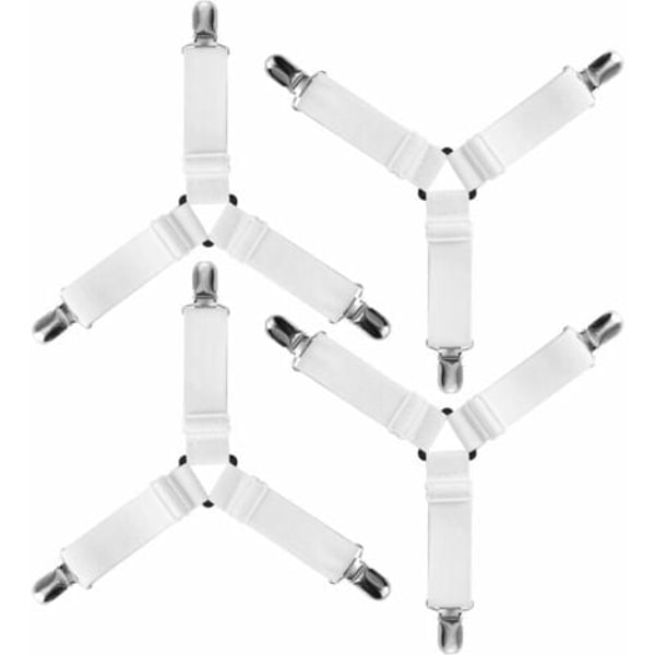 Set med 4 Elastiska Triangelband för Dra-på-lakan, Justerbara för Sängkläder, Lakan, Strykbrädsöverdrag, Madrass, Soffa