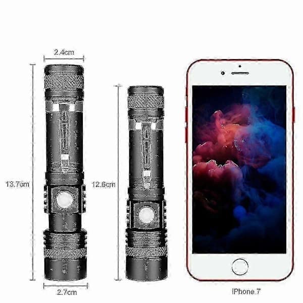 2 kpl 20000lm Shadowhawk Ladattava USB T6 LED -taskulamppu