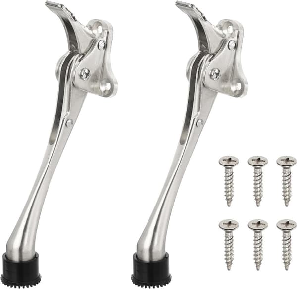 Kickdown dörrstoppare - Kraftig, halkfri gummi, fällbar - Silver - 180 mm