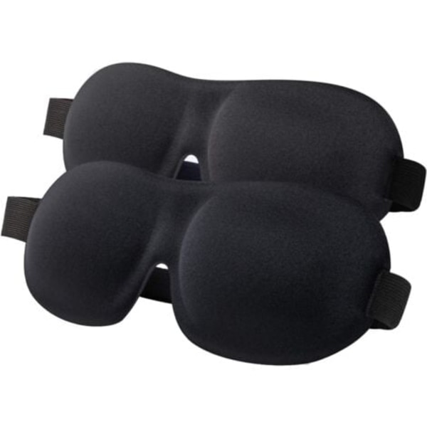 Sovmask för kvinnor och män, 100% mörkläggande ögonbindel 2-pack, fullt justerbar spänne 3D ögonkontur sovmasker för resor, spa, tupplur, flyg